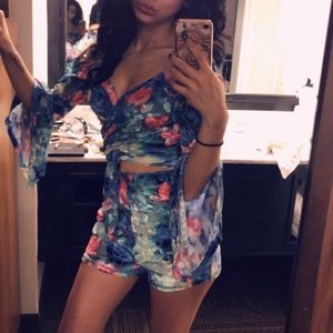 Blue floral 2 piece